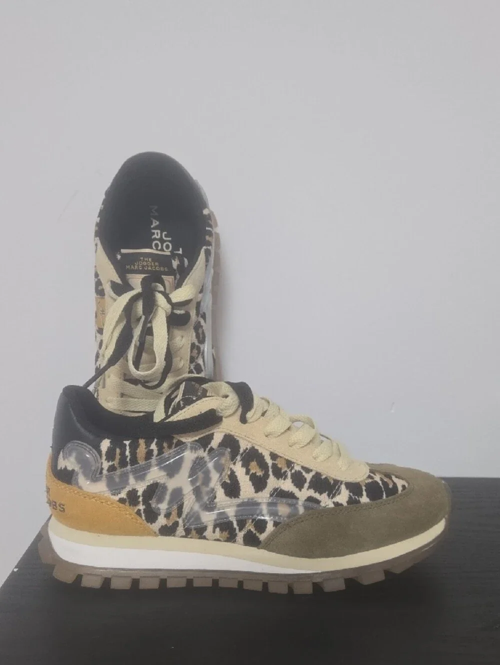 Marc Jacobs Leopard Print Jogger Sneakers - Yellow/Black/Olive - Picture 4 of 4